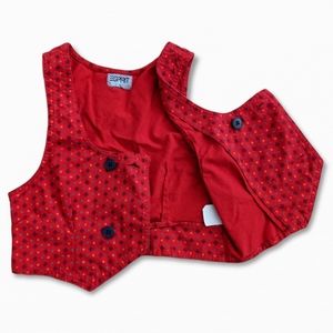 Esprit Vintage Kids Red Printed Button Down Vest